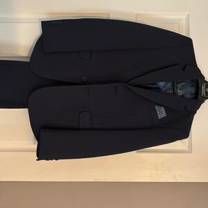 Boys size 12 suit Navy Blue worn once